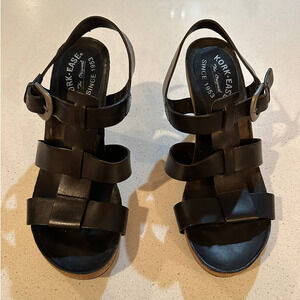 Kork Ease Women's Elinor Sandals Black Stacked Cone Heels